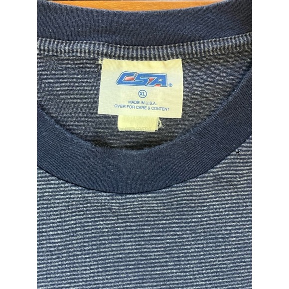 CSA Chicago Cubs Blue Striped T-Shirt Embroidered Logo MLB USA Made Mens Size XL - Picture 3 of 12